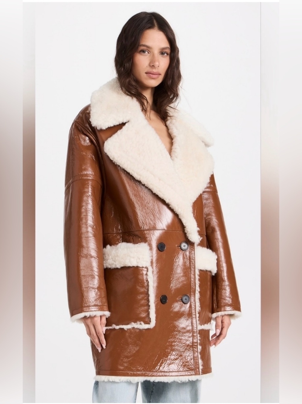 CITIZENS OF HUMANITY
Elodie Shearling Coat in Camel Shiny Icelandic Merino XS
